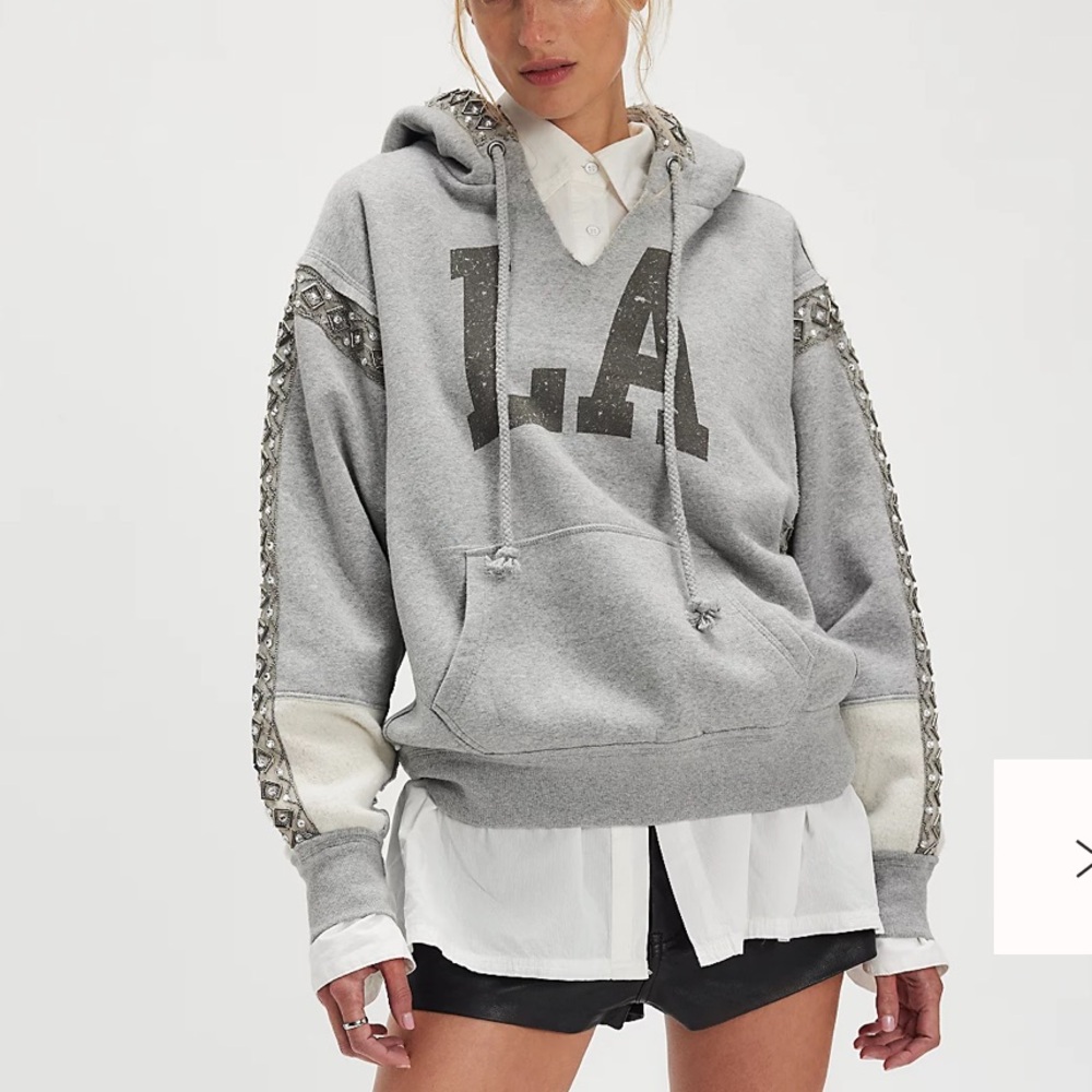 Free people we the free midnight sparkle embellished graphic hoodie
